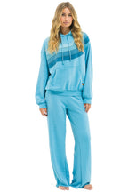 Retro WAVE STRIPE 4 PULLOVER HOODIE RELAXED - AQUA AQUA