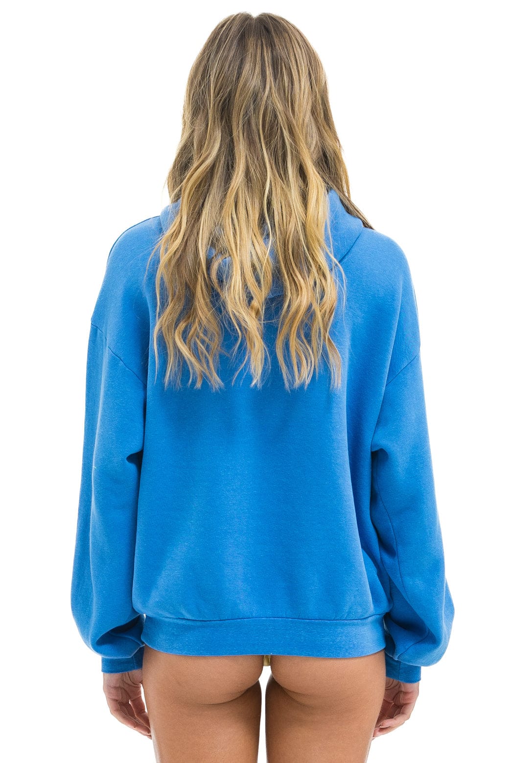 Retro CROSS STRIPE RELAXED PULLOVER HOODIE - COBALT BLUE
