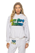 Retro NEW YORK YANKEES PINSTRIPE 2026 RELAXED PULLOVER HOODIE - WHITE NAVY