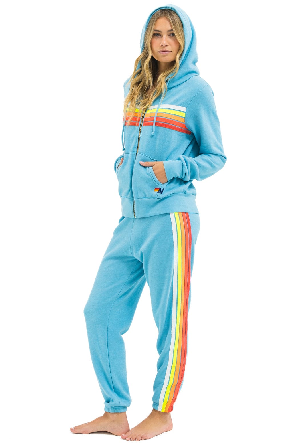 Retro 5 STRIPE HOODIE - AQUA WHITE NEON
