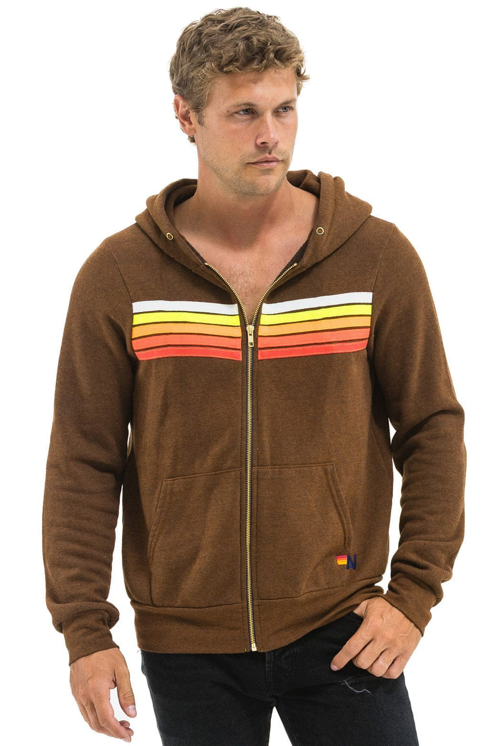 Retro 5 STRIPE HOODIE - CHOCOLATE WHITE NEON