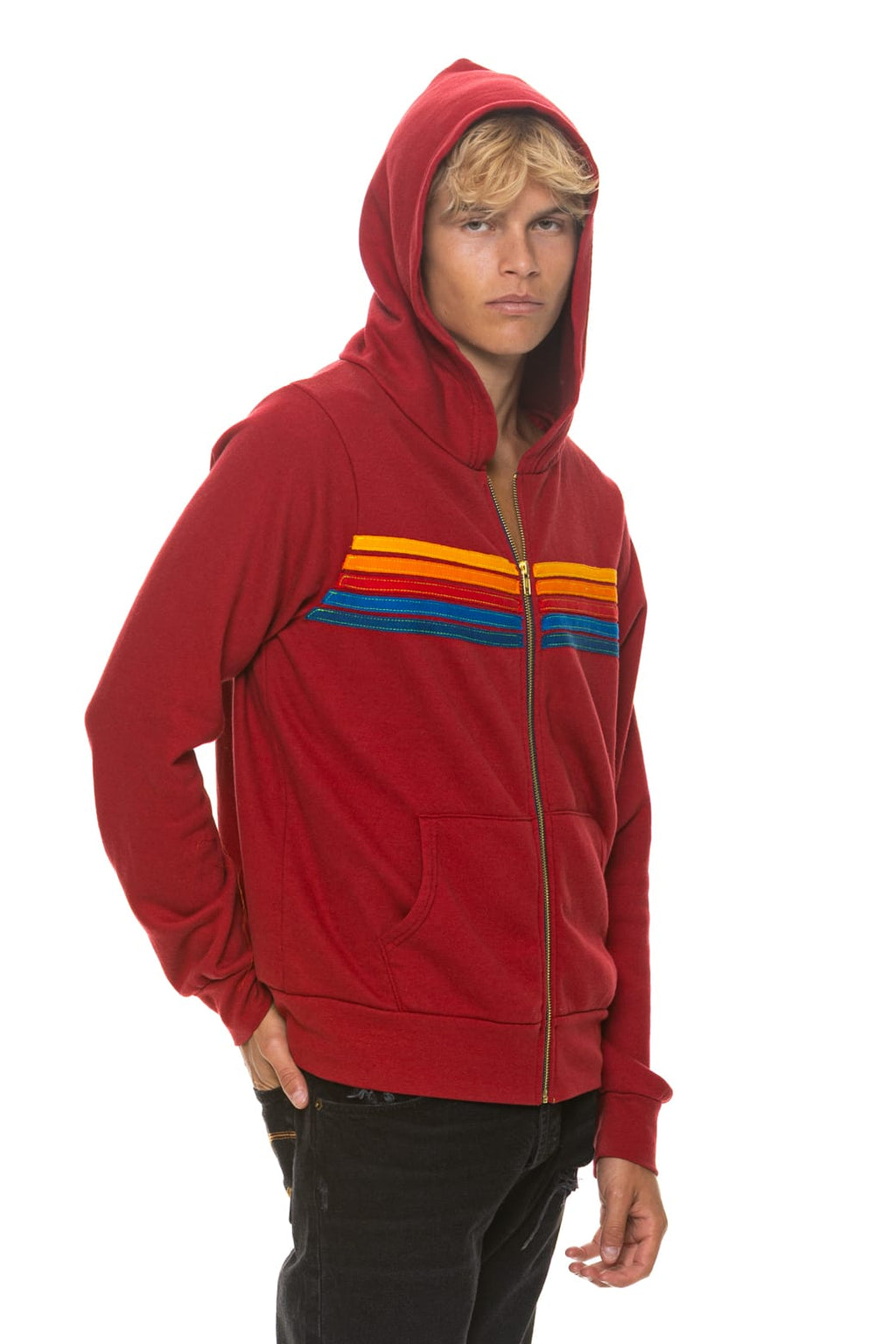 Retro 5 STRIPE HOODIE - CRIMSON