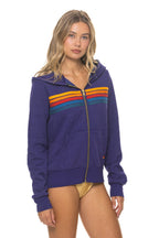 Retro 5 STRIPE HOODIE - DEEP PURPLE
