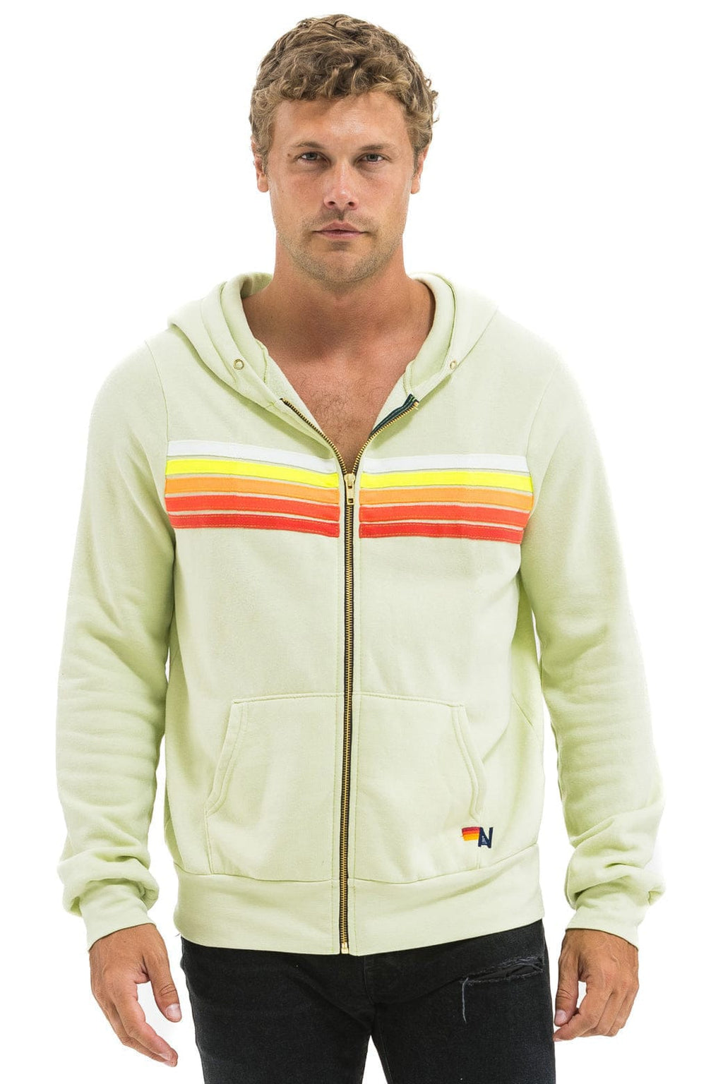 Retro 5 STRIPE HOODIE - LIME CREAM WHITE NEON