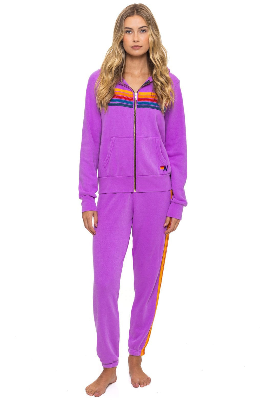 Retro 5 STRIPE HOODIE - NEON PURPLE