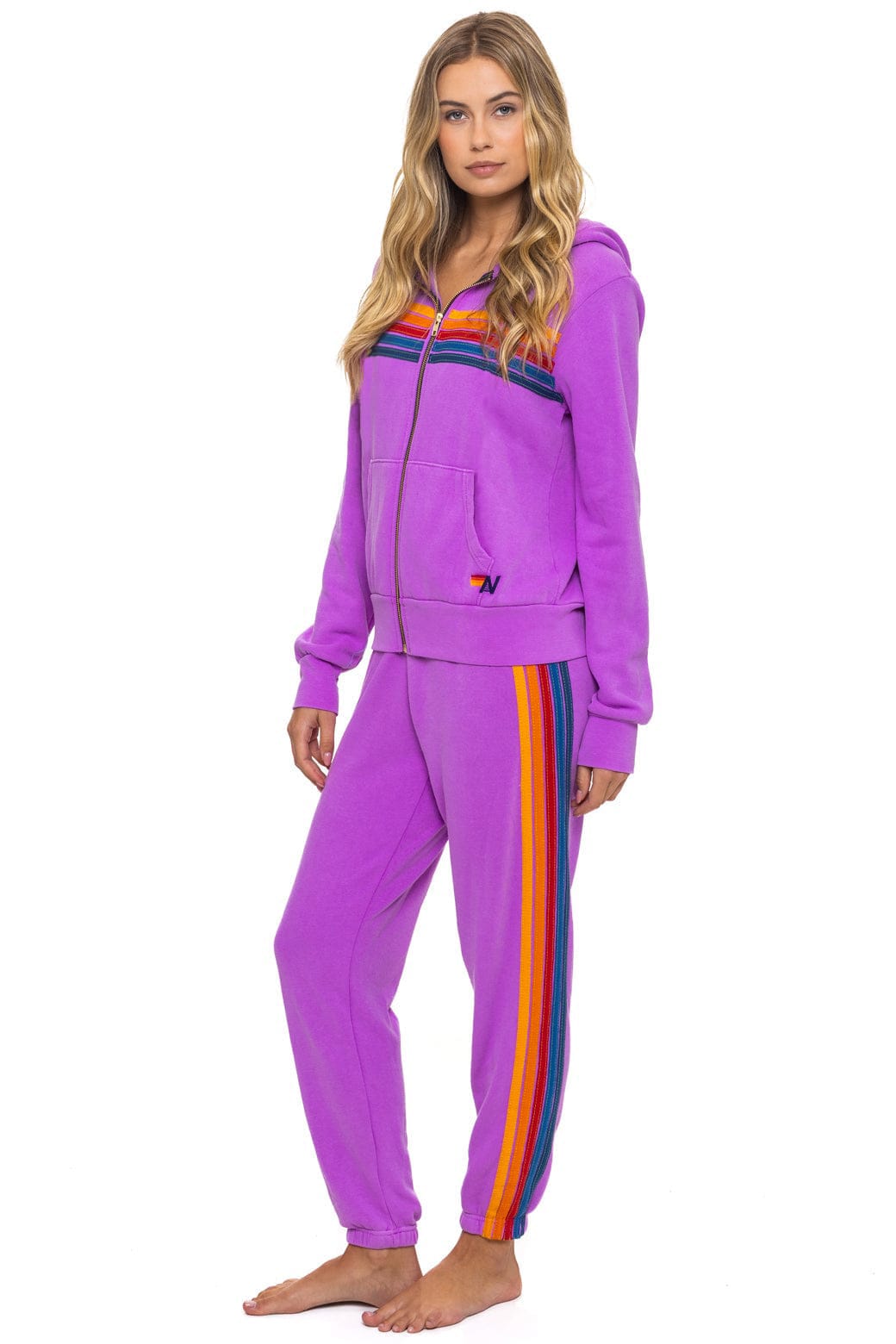 Retro 5 STRIPE HOODIE - NEON PURPLE