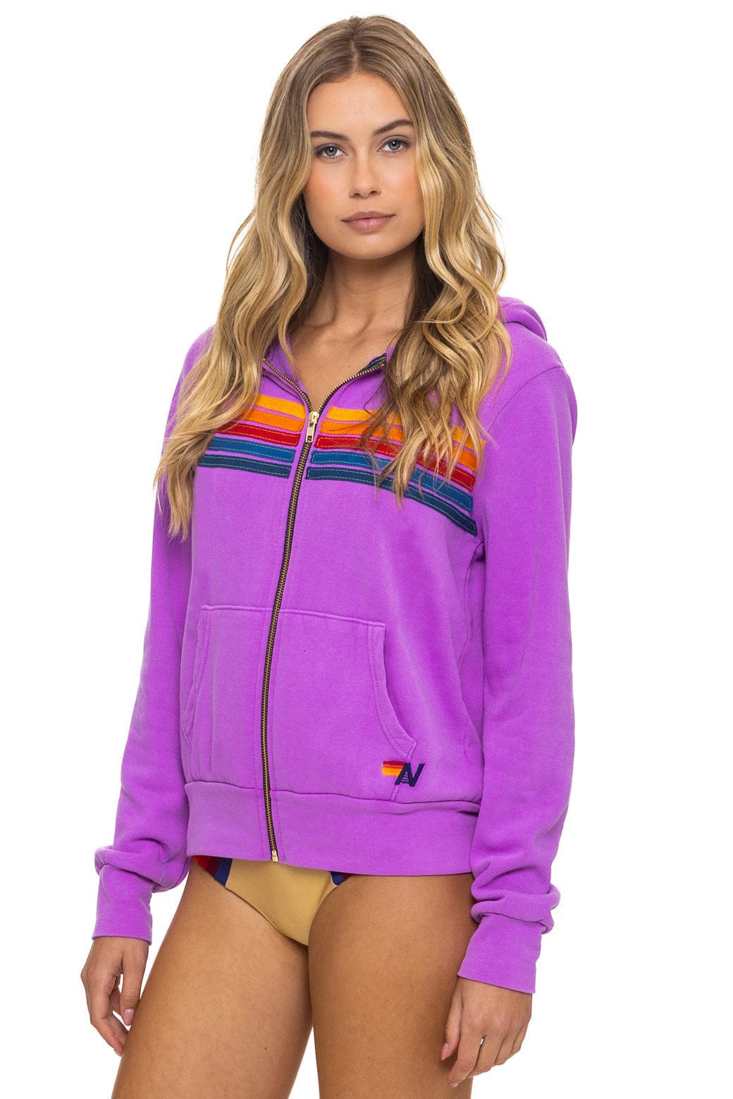 Retro 5 STRIPE HOODIE - NEON PURPLE