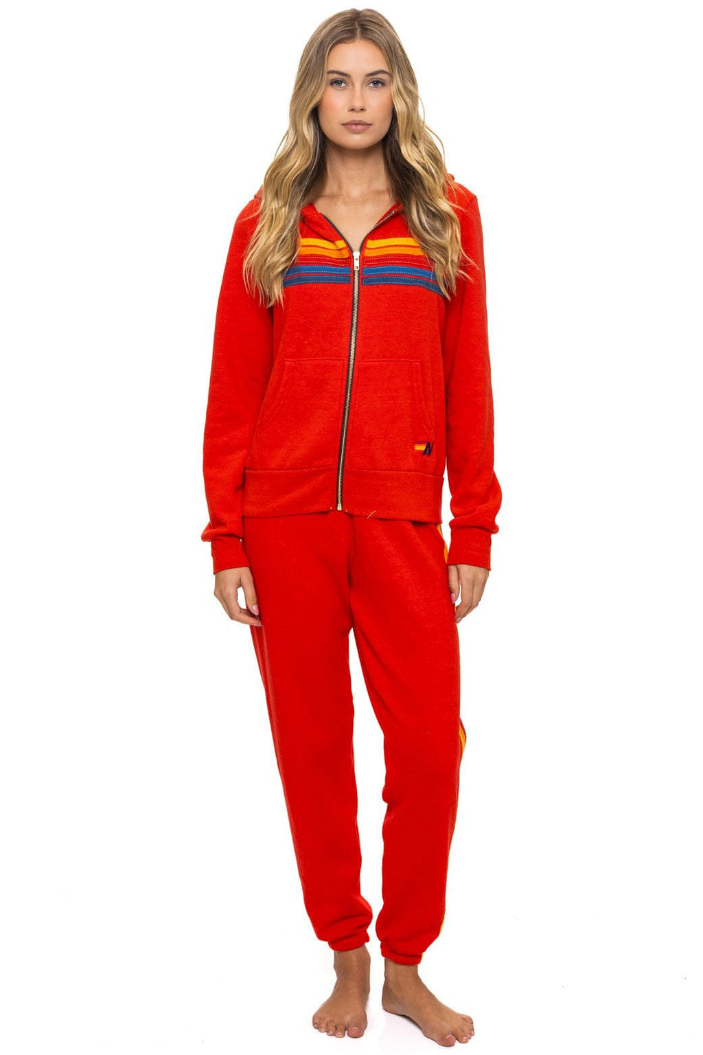 Retro 5 STRIPE HOODIE - RED