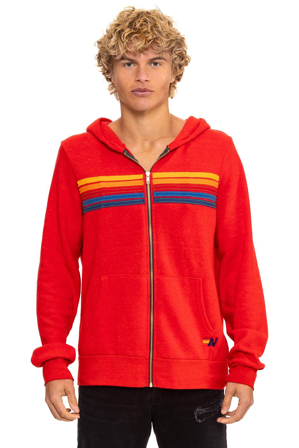 Retro 5 STRIPE HOODIE - RED