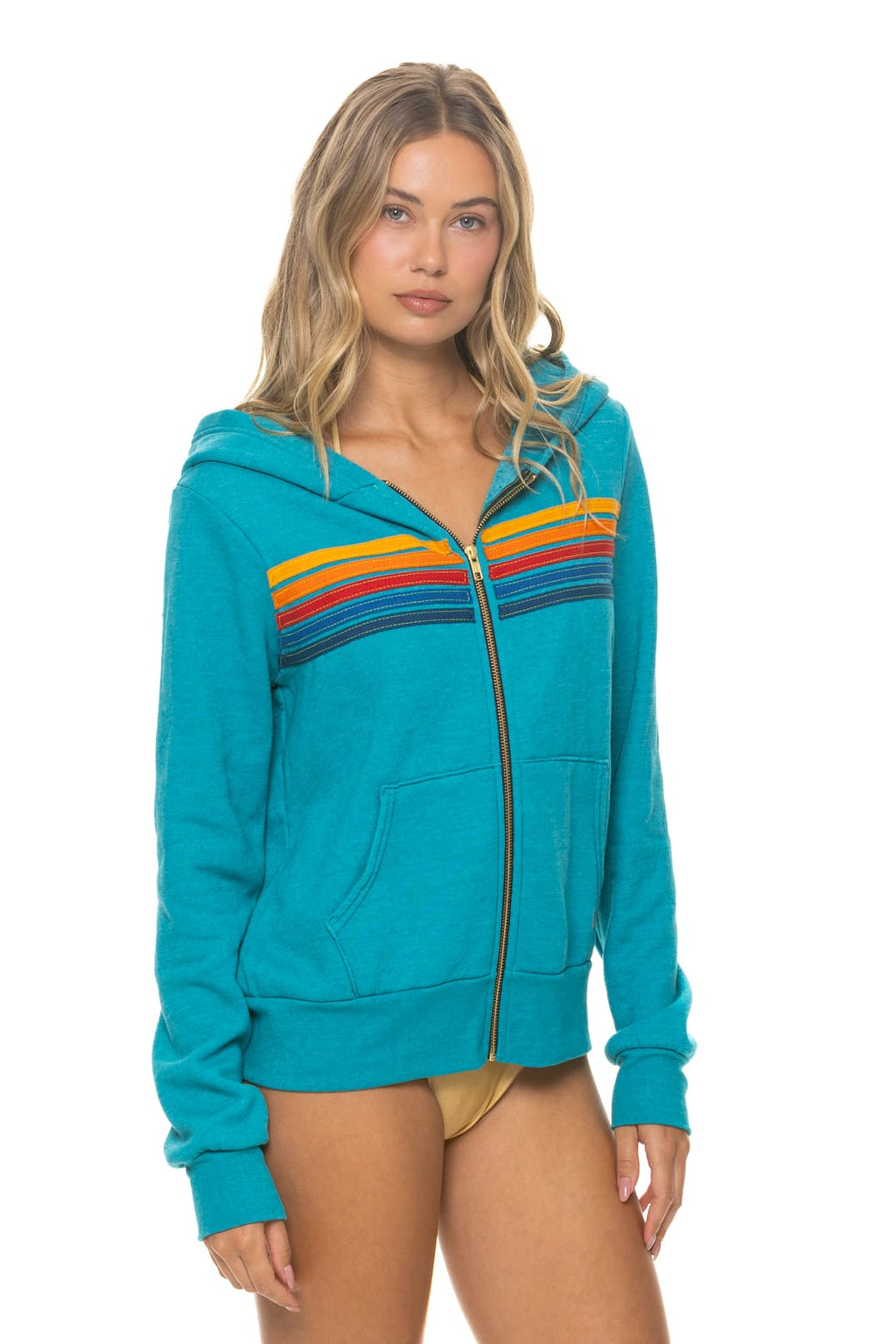 Retro 5 STRIPE HOODIE - TEAL