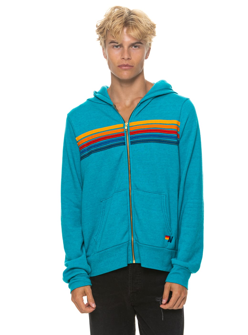 Retro 5 STRIPE HOODIE - TEAL