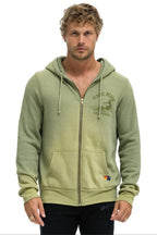 Retro VENICE SURFER ZIP HOODIE - FADED ARMY