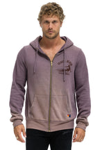 Retro VENICE SURFER ZIP HOODIE - FADED MOCHA