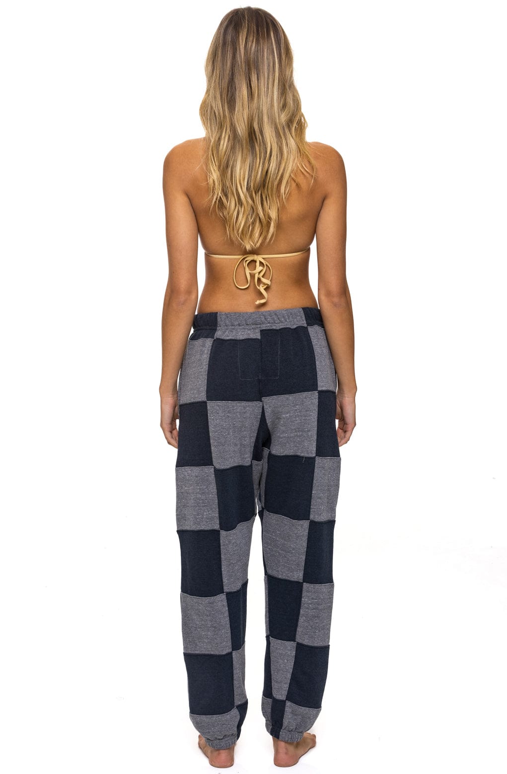 Retro CHECK QUILTED SWEATPANTS - HEATHER CHARCOAL