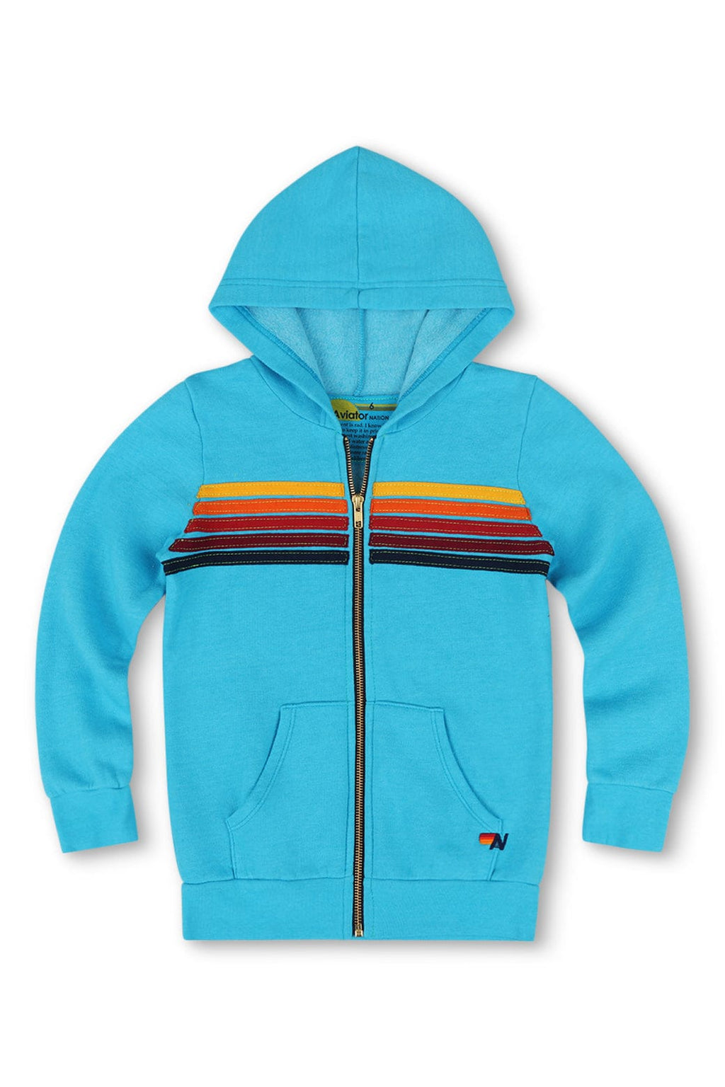 Retro KIDS 5 STRIPE HOODIE - NEON BLUE