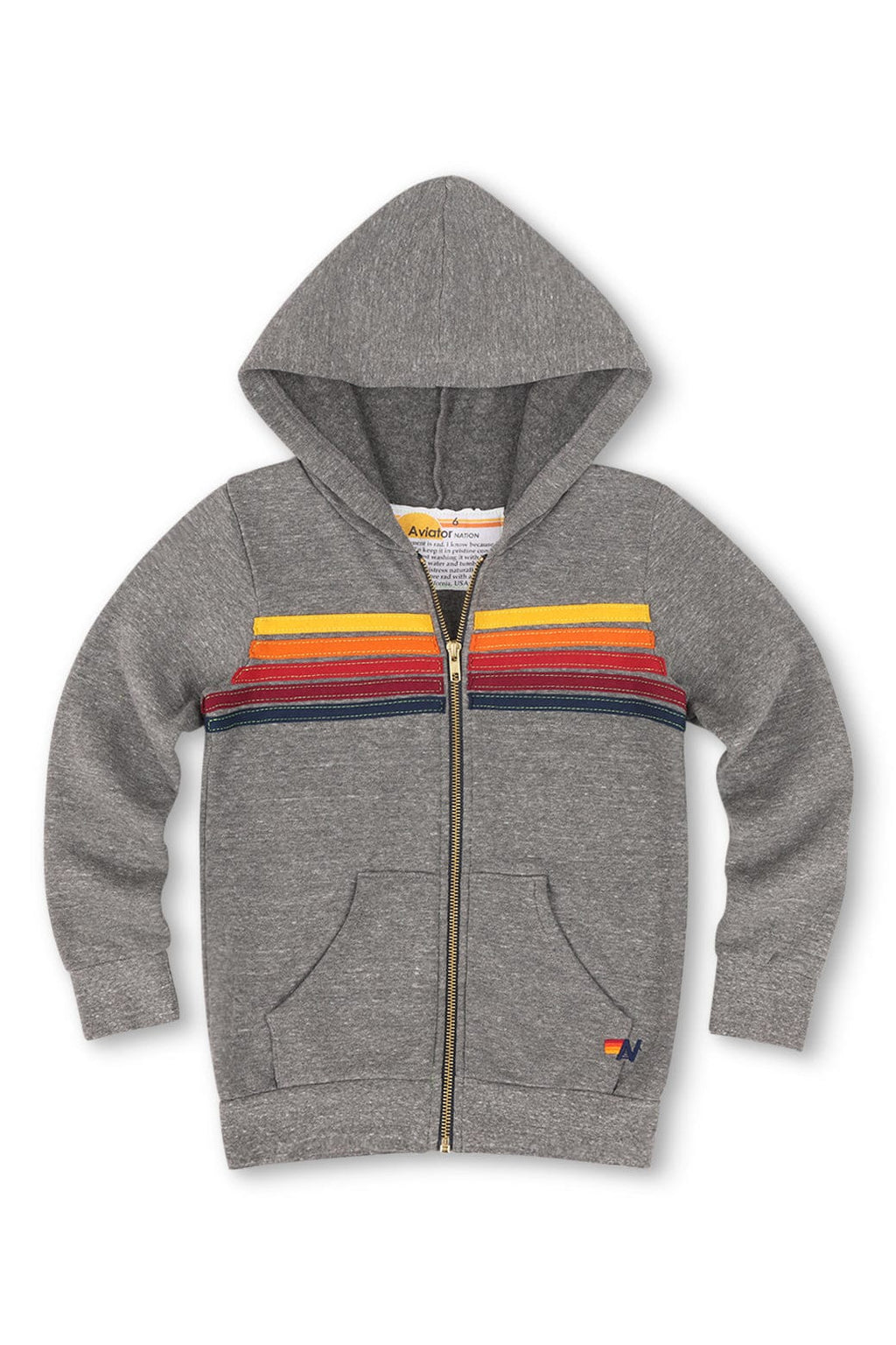 Retro KIDS 5 STRIPE HOODIE - HEATHER GREY