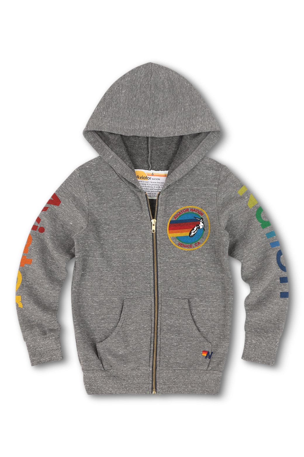 Retro KIDS AVIATOR NATION VENICE ZIP HOODIE - HEATHER GREY