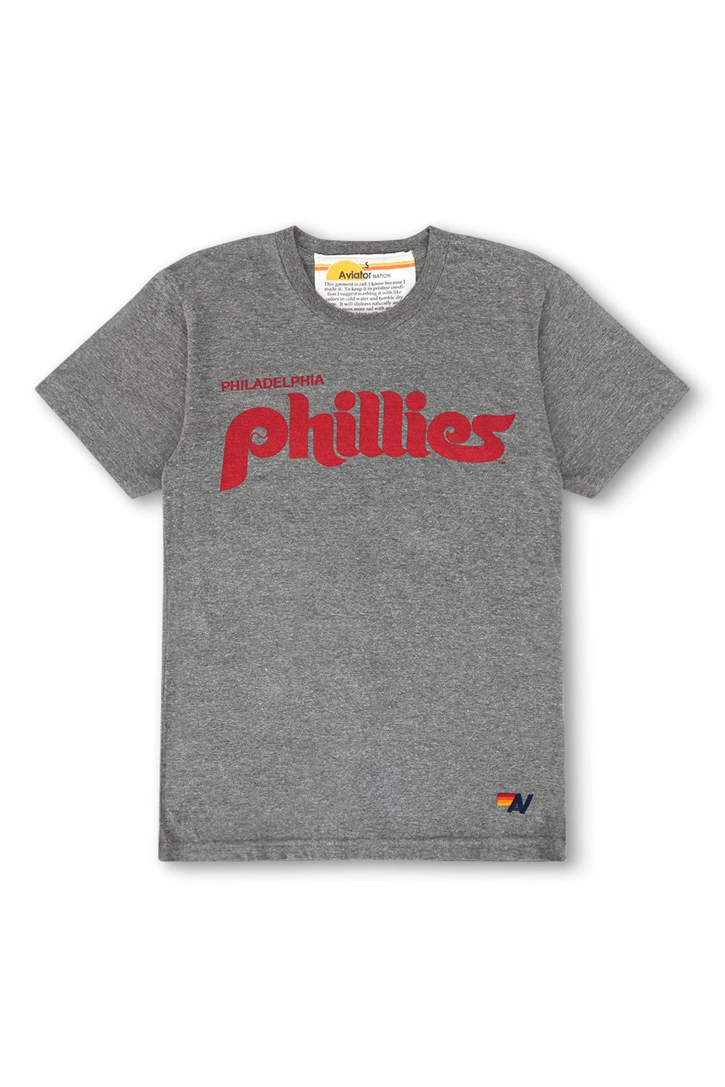 Retro PHILLIES BOLT CREW TEE - HEATHER GREY