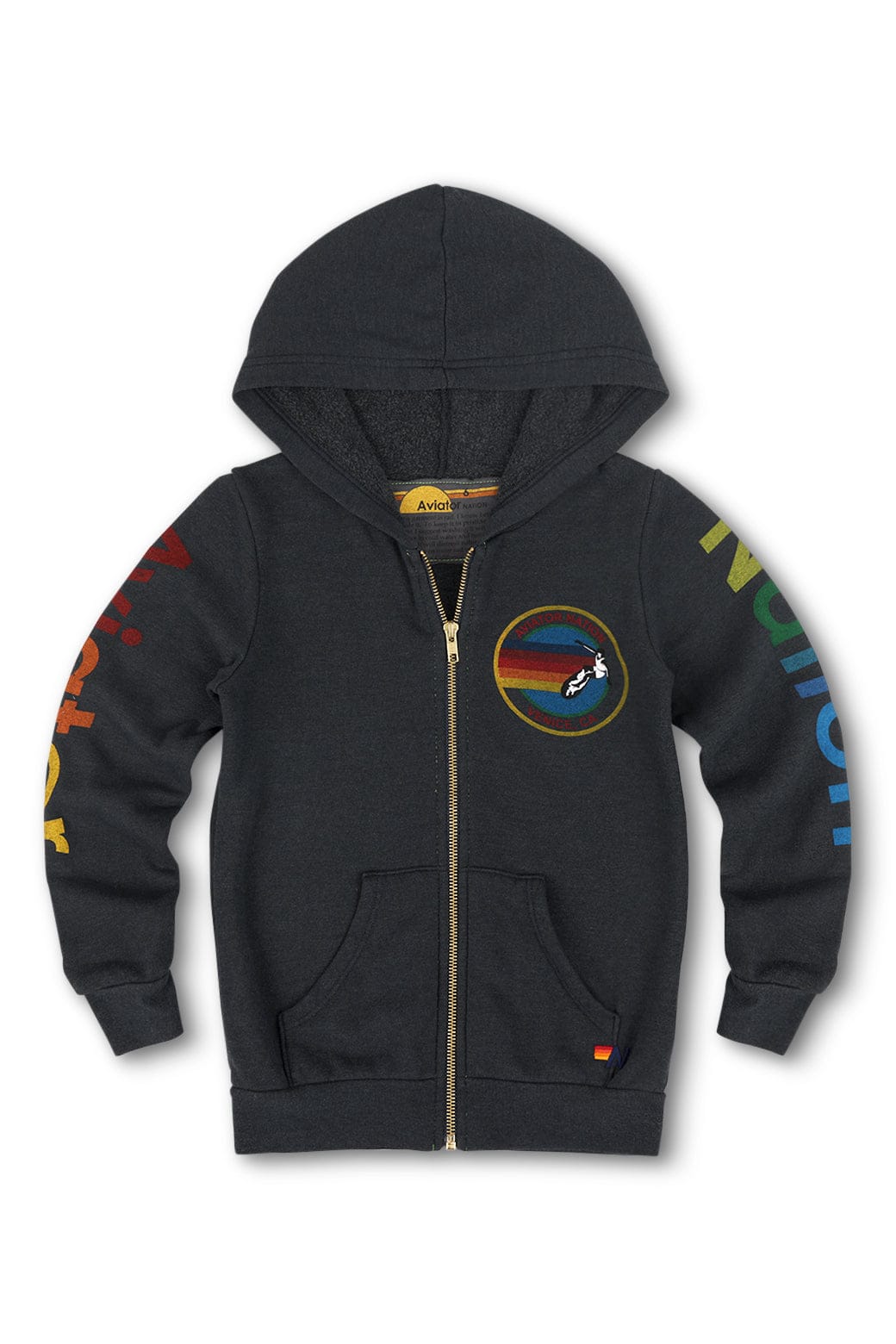 Retro KIDS AVIATOR NATION VENICE ZIP HOODIE - CHARCOAL