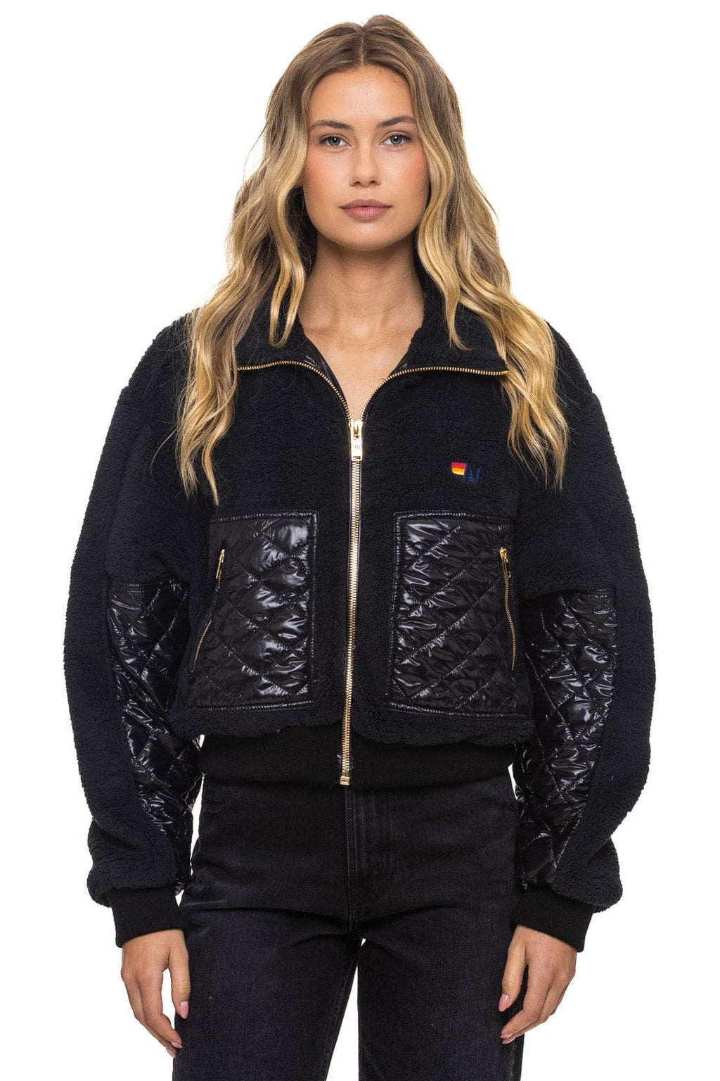 Retro TEDDY FULL ZIP JACKET - BLACK