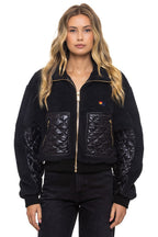 Retro TEDDY FULL ZIP JACKET - BLACK