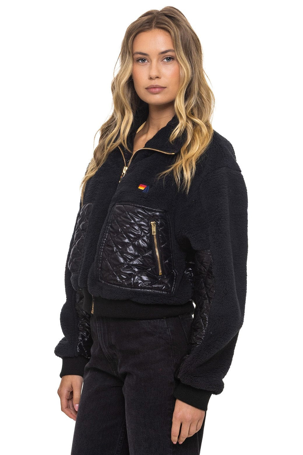 Retro TEDDY FULL ZIP JACKET - BLACK