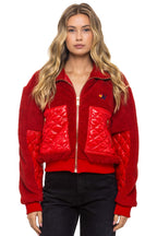 Retro TEDDY FULL ZIP JACKET - CHERRY