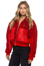 Retro TEDDY FULL ZIP JACKET - CHERRY