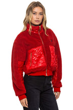 Retro TEDDY FULL ZIP JACKET - CHERRY