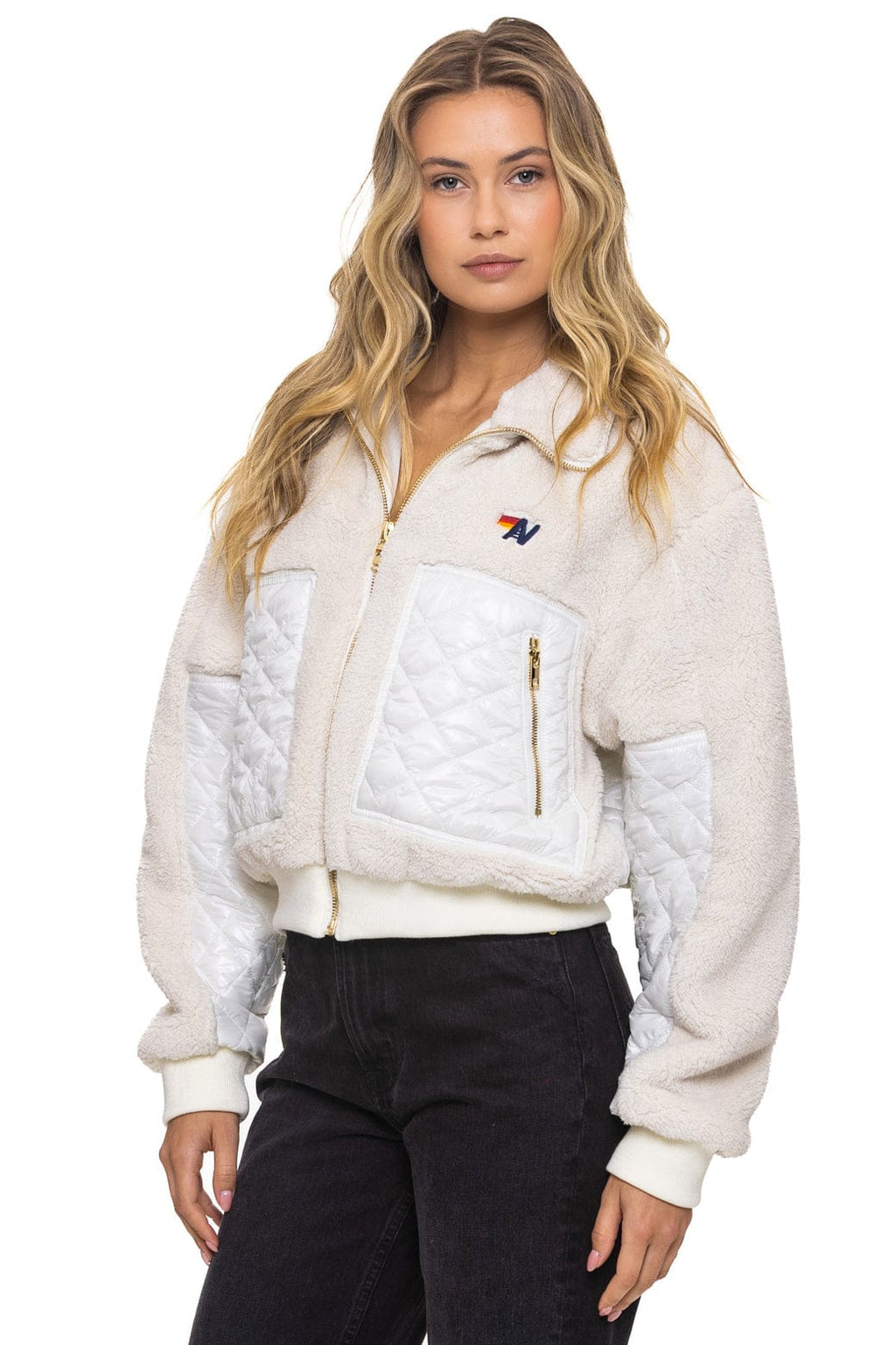 Retro TEDDY FULL ZIP JACKET - VINTAGE WHITE