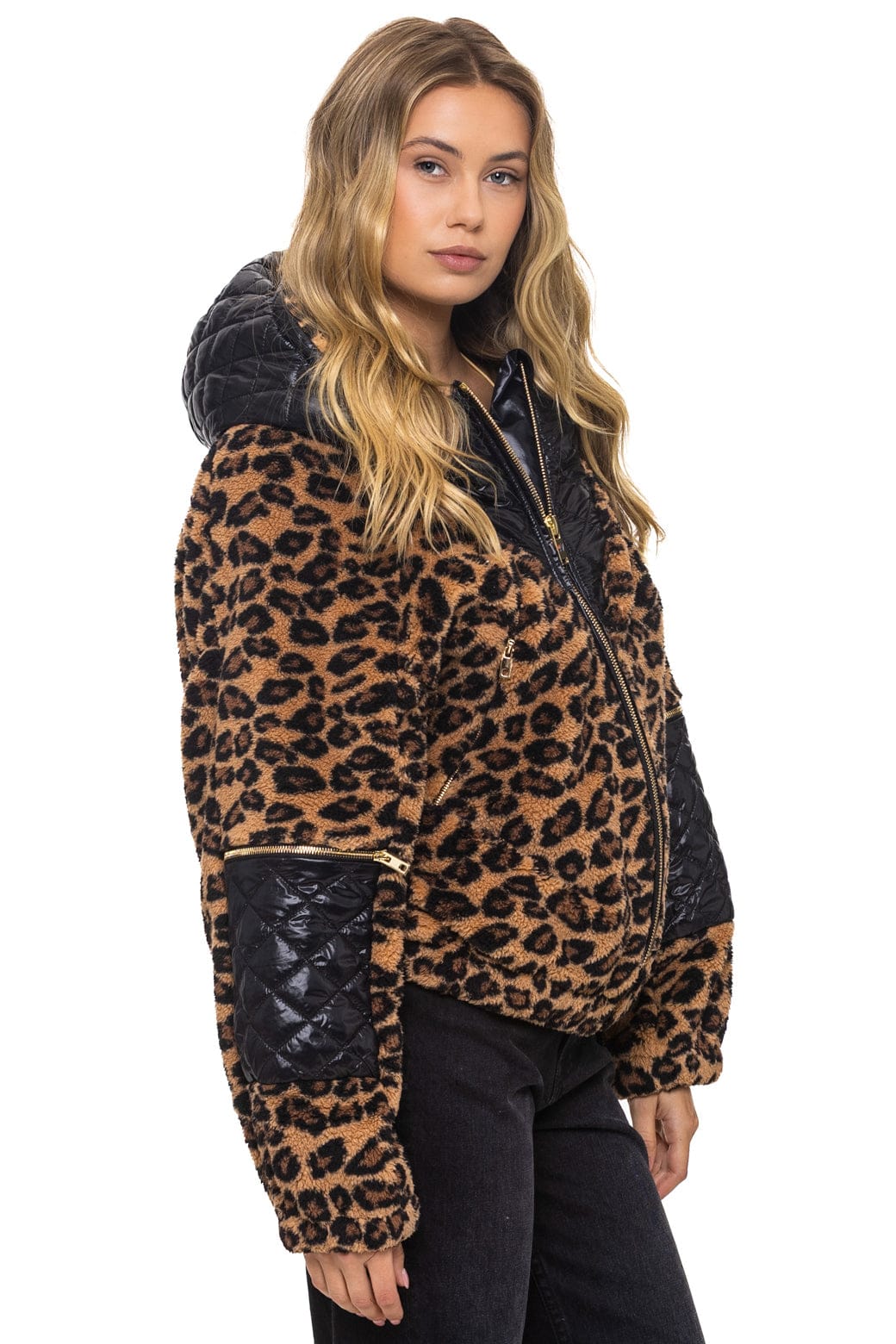 Retro TEDDY UNISEX OVERSIZED HOODED FULL ZIP JACKET - CHEETAH