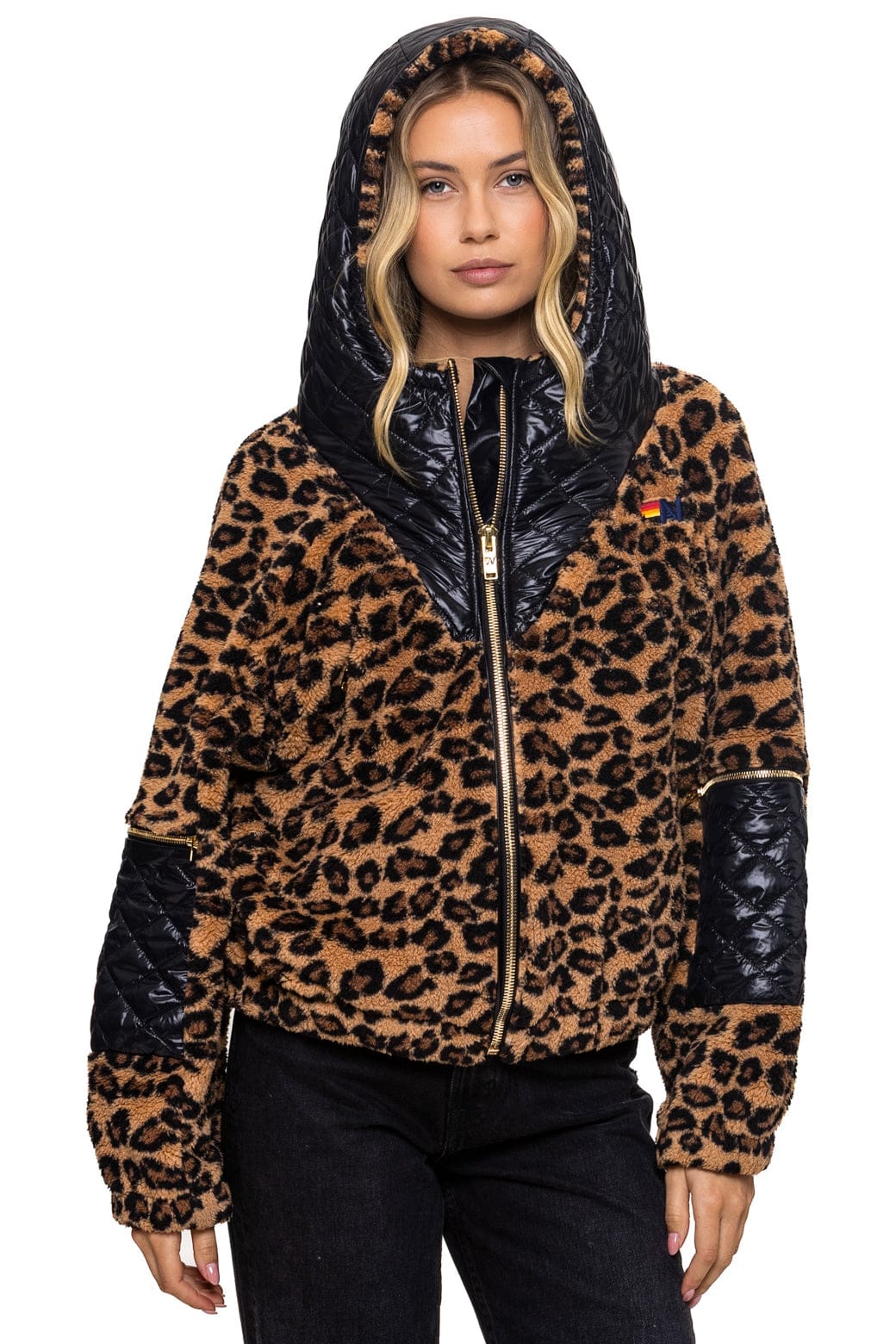 Retro TEDDY UNISEX OVERSIZED HOODED FULL ZIP JACKET - CHEETAH