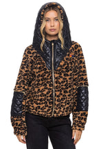 Retro TEDDY UNISEX OVERSIZED HOODED FULL ZIP JACKET - CHEETAH