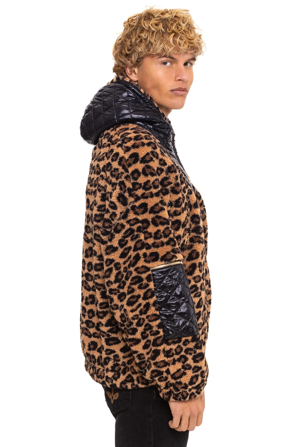 Retro TEDDY UNISEX OVERSIZED HOODED FULL ZIP JACKET - CHEETAH