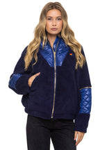Retro TEDDY UNISEX OVERSIZED HOODED FULL ZIP JACKET - NAVY