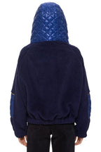 Retro TEDDY UNISEX OVERSIZED HOODED FULL ZIP JACKET - NAVY