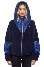 Retro TEDDY UNISEX OVERSIZED HOODED FULL ZIP JACKET - NAVY