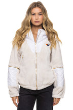 Retro TEDDY UNISEX OVERSIZED HOODED FULL ZIP JACKET - VINTAGE WHITE