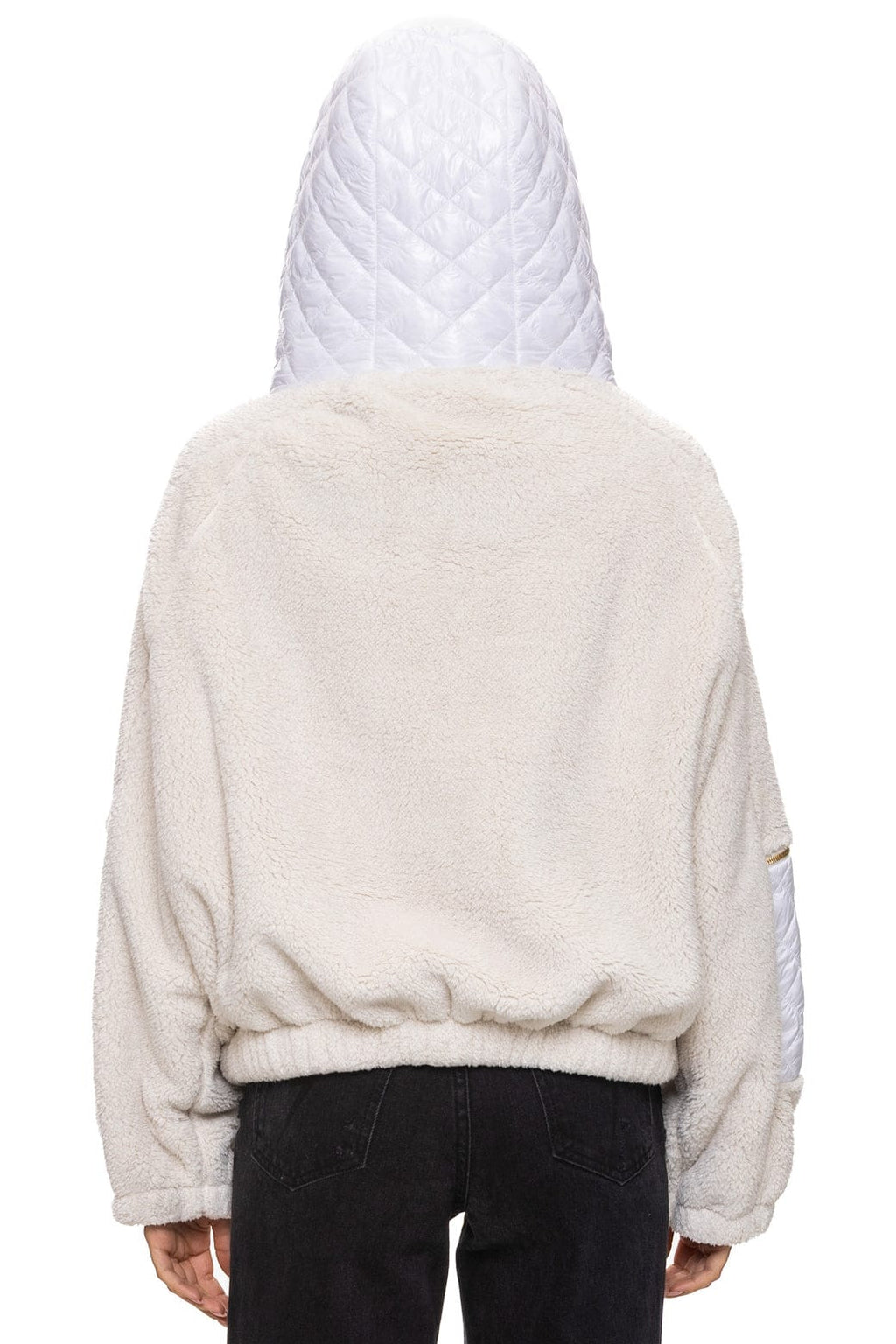 Retro TEDDY UNISEX OVERSIZED HOODED FULL ZIP JACKET - VINTAGE WHITE