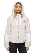 Retro TEDDY UNISEX OVERSIZED HOODED FULL ZIP JACKET - VINTAGE WHITE