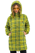 Retro PLAID UNISEX LONG TREKKER JACKET - AVOCADO PLAID