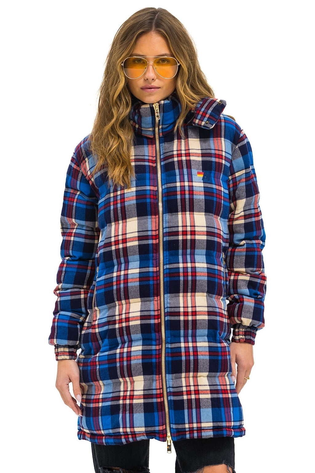 Retro PLAID UNISEX LONG TREKKER JACKET - PATRIOT PLAID