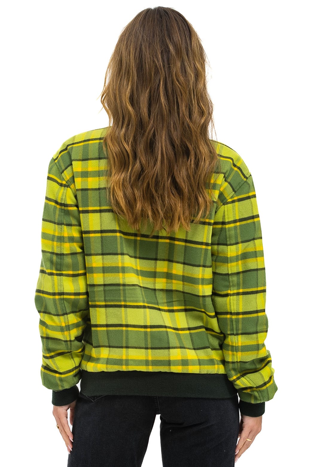Retro PLAID UNISEX VARSITY JACKET - AVOCADO PLAID