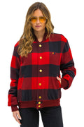 Retro PLAID UNISEX VARSITY JACKET - BUFFALO PLAID