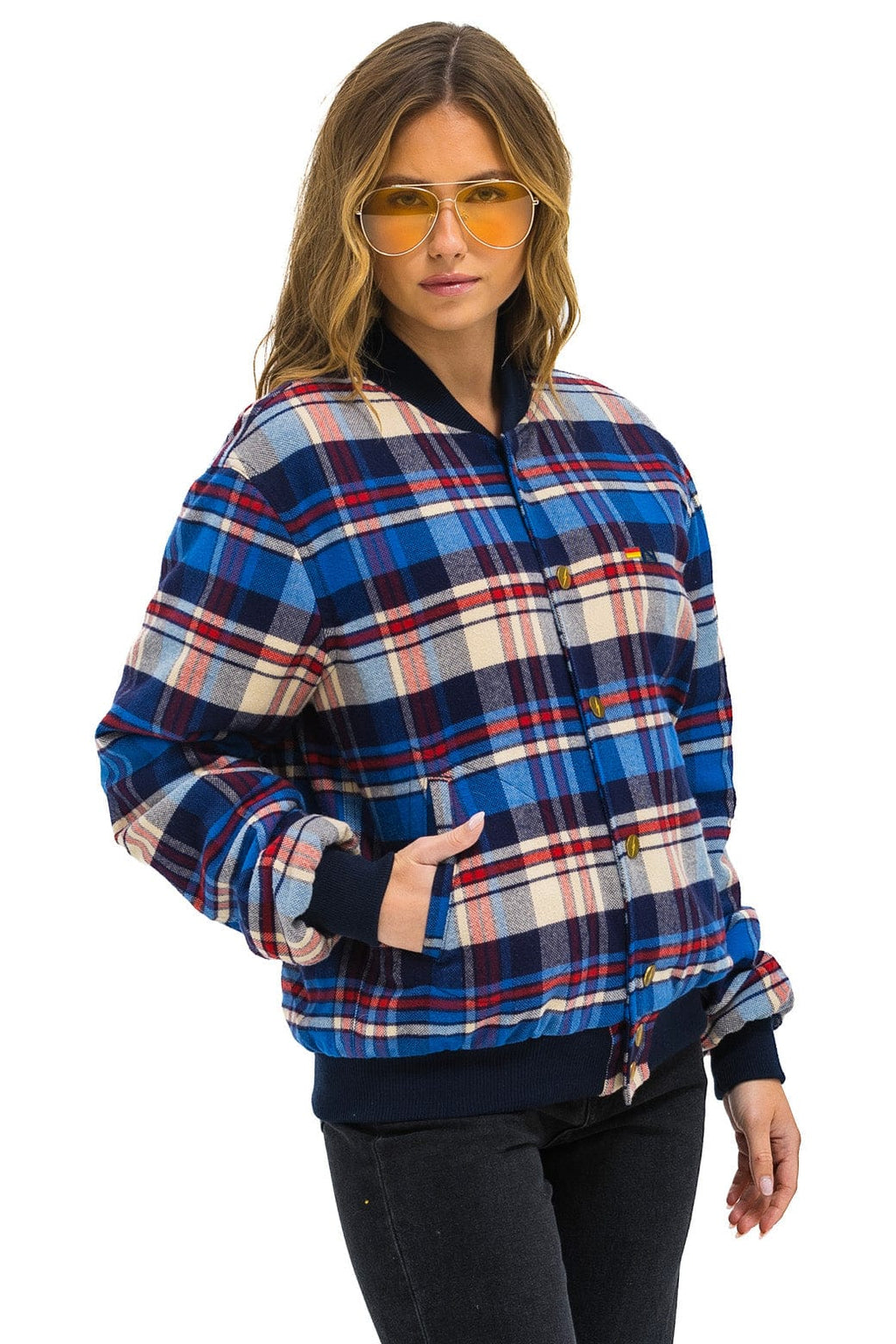 Retro PLAID UNISEX VARSITY JACKET - PATRIOT PLAID