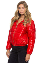 Retro BOLT LUXE APRES PUFFER JACKET - GLOSSY CHERRY