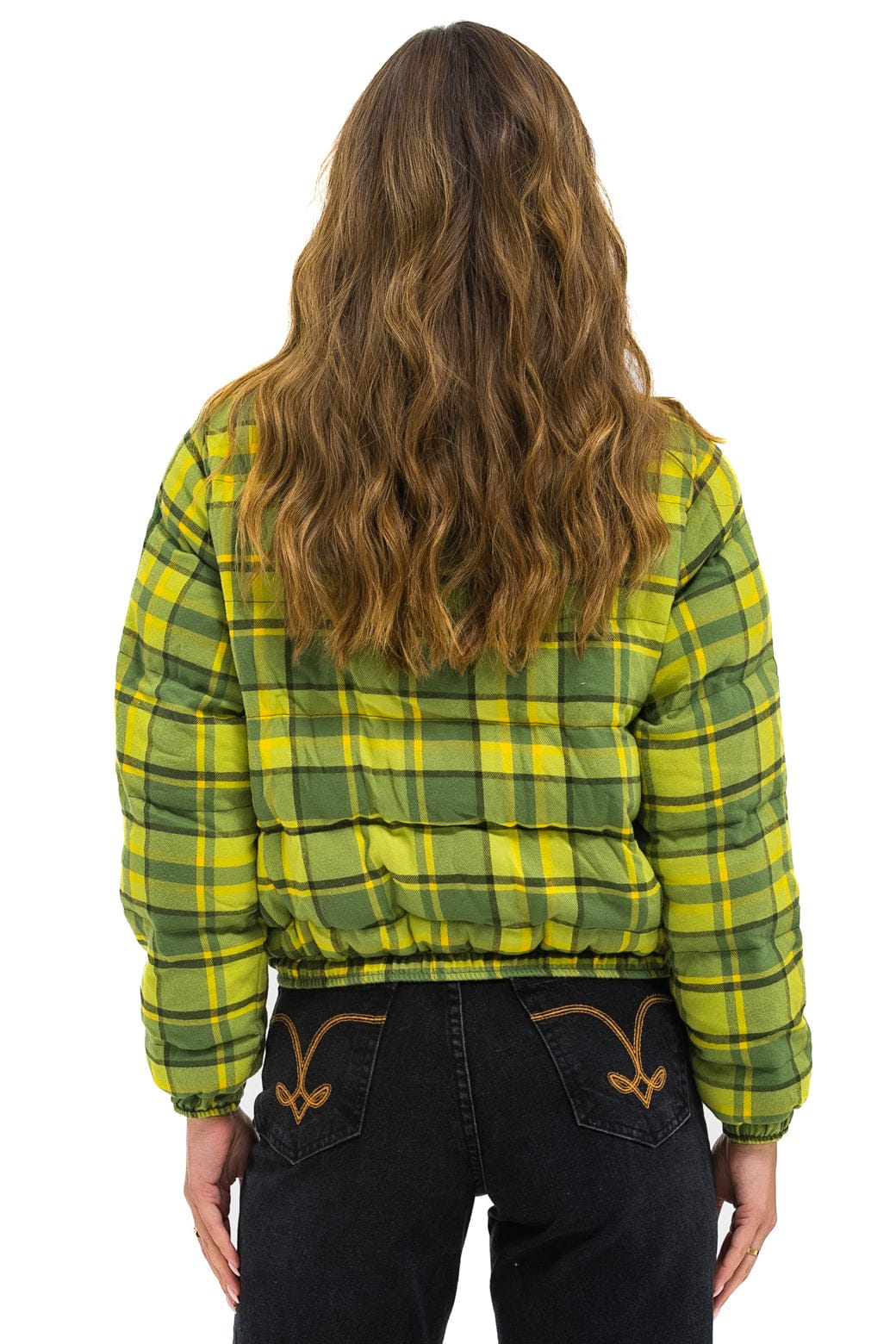 Retro APRES PLAID PUFFER JACKET - AVOCADO PLAID
