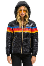 Retro 5 STRIPE TREKKER JACKET - GLOSSY BLACK