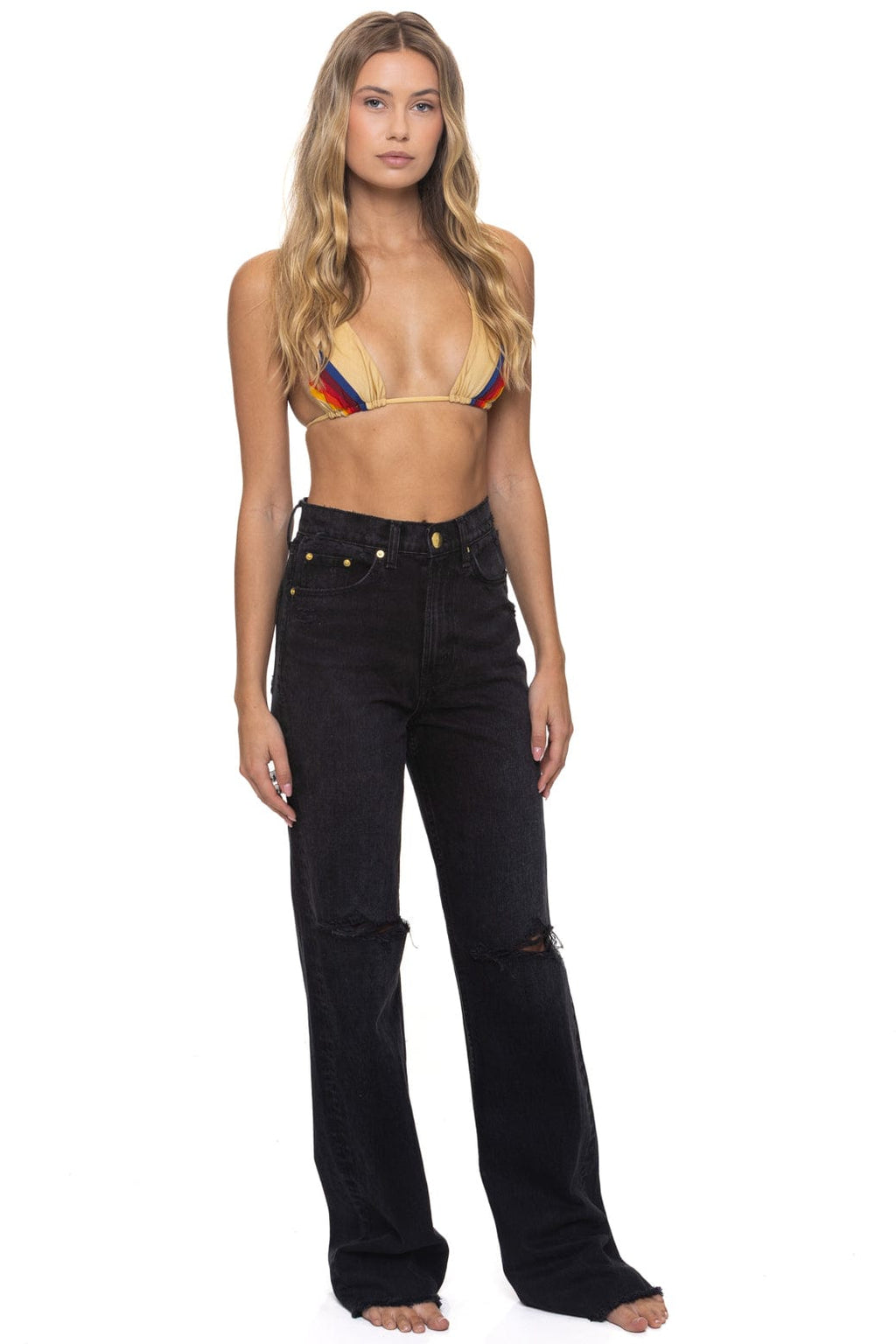 Retro HI RISE WIDE LEG BOLT GYPSY WOMENS JEAN - VINTAGE BLACK