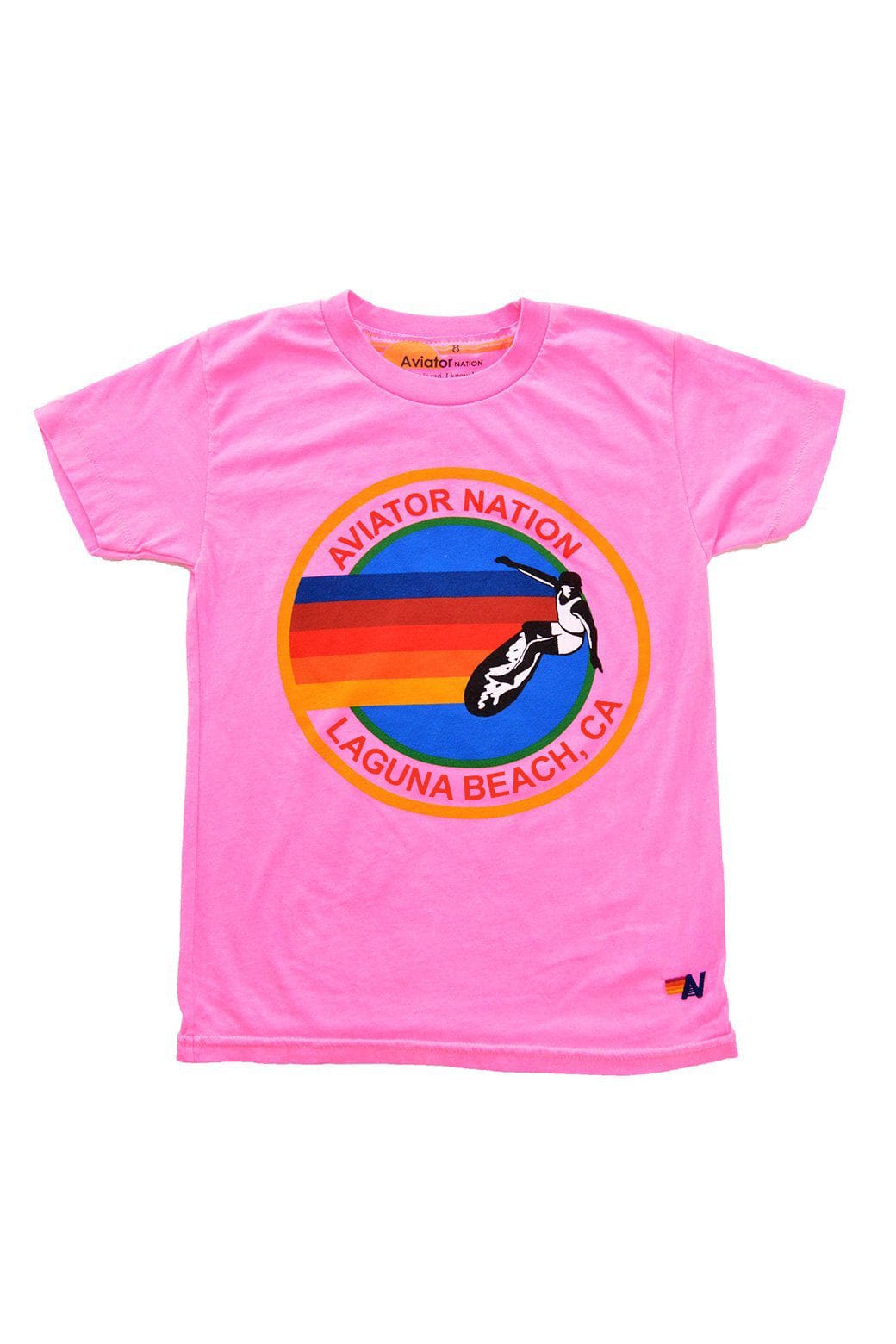 Retro KIDS AVIATOR NATION LAGUNA BEACH TEE - NEON PINK